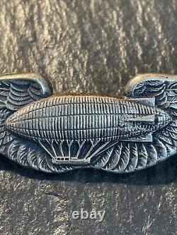 WWII US Army Air Corps Airship Pilot Wings Marked STERLING Clutch Back Type WW2
