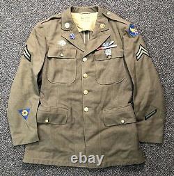 WWII US Army Air Corps Brown Wool Jacket Named Sterling Pilot Wings AP Mechanic