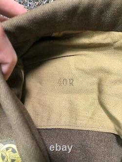 WWII US Army Air Corps Brown Wool Jacket Named Sterling Pilot Wings AP Mechanic