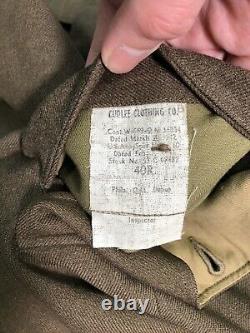 WWII US Army Air Corps Brown Wool Jacket Named Sterling Pilot Wings AP Mechanic