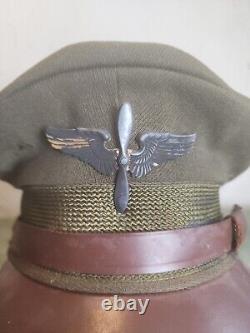 WWII US Army Air Corps Cadet Crusher Visor Cap Hat
