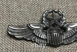 WWII US Army Air Corps Command Pilot Wings 3 N. S. Meyer Sterling Clasp Back