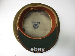 WWII US Army Air Corps Hat OD Serge Wool Enlisted Service Visor Cap Early Eagle