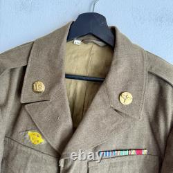 WWII US Army Air Corps Ike Jacket Uniform Patches Size 42 XL