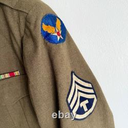 WWII US Army Air Corps Ike Jacket Uniform Patches Size 42 XL