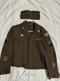 WWII US Army Air Corps Ike Uniform Cap Wool 9th Division Patch Australian Sz 38S