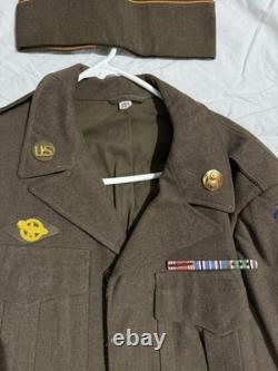 WWII US Army Air Corps Ike Uniform Cap Wool 9th Division Patch Australian Sz 38S