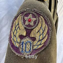 WWII US Army Air Corps Named Officer Uniform Bullion 10th AAC CBI Patches