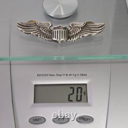 WWII US Army Air Corps Pilot Wings AMICO Sterling Silver 3 VintageAviator Badge