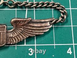 WWII US Army Air Corps Pilot Wings Chained Bracelet Sterling