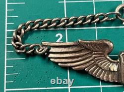 WWII US Army Air Corps Pilot Wings Chained Bracelet Sterling