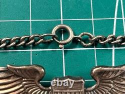 WWII US Army Air Corps Pilot Wings Chained Bracelet Sterling