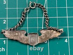 WWII US Army Air Corps Pilot Wings Chained Bracelet Sterling