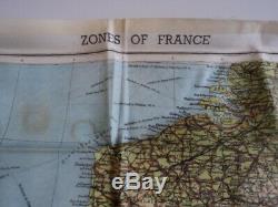 WWII US Army Air Corps Silk Escape Map Zones France Belgium Switzerland 1944 (B)