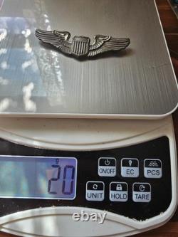 WWII US Army Air Corps Sterling Silver Pilot Wings 3 Pin Meyer Original WW2 20g