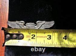 WWII US Army Air Corps Sterling Silver Pilot Wings 3 Pin Meyer Original WW2 20g