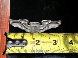 WWII US Army Air Corps Sterling Silver Pilot Wings 3 Pin Meyer Original WW2 20g