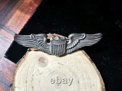 WWII US Army Air Corps Sterling Silver Pilot Wings 3 Pin Meyer Original WW2 20g