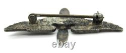 WWII US Army Air Corps Sterling Silver Propeller Wings Pin (Fancy Pattern Back)