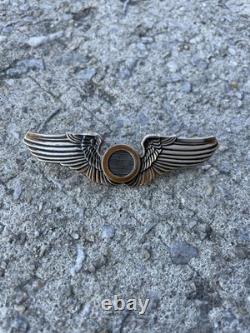 WWII US Army Air Force 3 Sterling Silver Amcraft Snowflake Observer Wings Pin