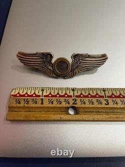 WWII US Army Air Force 3 Sterling Silver Amcraft Snowflake Observer Wings Pin