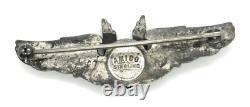 WWII US Army Air Force AAF Amico Sterling Silver Ariel Gunner Wings Pin