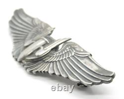 WWII US Army Air Force AAF Gemsco Sterling Silver Ariel Gunner Wings Pin