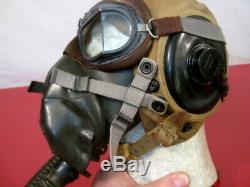 WWII US Army Air Force AAF Type AN-H-15 Flying Helmet Wired withGoggles & O2 Mask