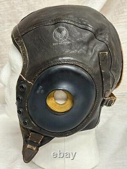 WWII US Army Air Force AAF Type A-11 Leather Flying Helmet Size M Swan