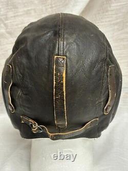 WWII US Army Air Force AAF Type A-11 Leather Flying Helmet Size M Swan