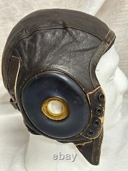 WWII US Army Air Force AAF Type A-11 Leather Flying Helmet Size M Swan