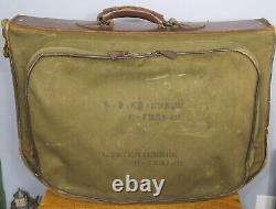 WWII US Army Air Force B-4 Canvas/Leather Suitcase Garment Bag by Hinson Mfg