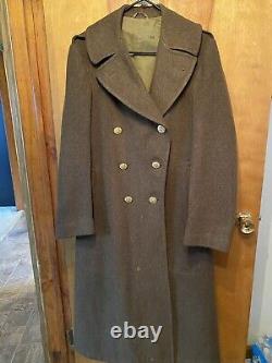 WWII US Army Air Force Corporal Long Olive Green Wool Coat 36 L? Beautiful