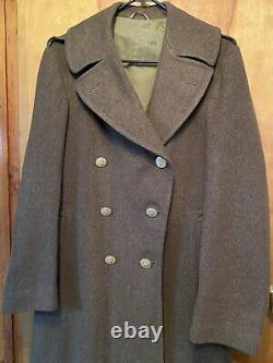 WWII US Army Air Force Corporal Long Olive Green Wool Coat 36 L? Beautiful