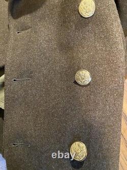 WWII US Army Air Force Corporal Long Olive Green Wool Coat 36 L? Beautiful