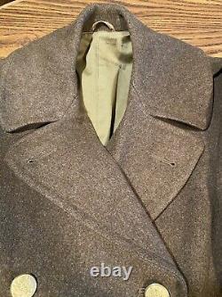 WWII US Army Air Force Corporal Long Olive Green Wool Coat 36 L? Beautiful