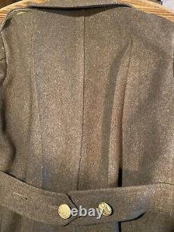 WWII US Army Air Force Corporal Long Olive Green Wool Coat 36 L? Beautiful