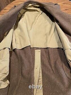 WWII US Army Air Force Corporal Long Olive Green Wool Coat 36 L? Beautiful