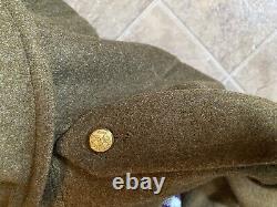WWII US Army Air Force Corporal Long Olive Green Wool Coat 36 L? Beautiful