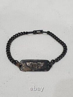 WWII US Army Air Force Identification Sweatheart Bracelet LGB Sterling Silver