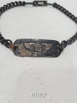 WWII US Army Air Force Identification Sweatheart Bracelet LGB Sterling Silver