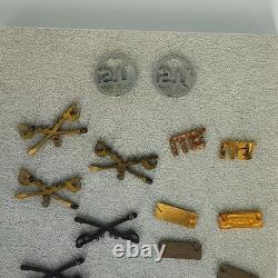 WWII US Army & Air Force Insignia Lot Cavalry Sabers, US Collar Discs, Wings