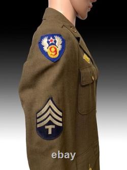 WWII US Army Air Force M1941 Technician Fourth Grade Coat 9th AAF Military Unifo