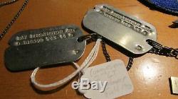 WWII US Army Air Force Pilot Dog Tag Group Sterling Silver Chian Wings Patch Pin