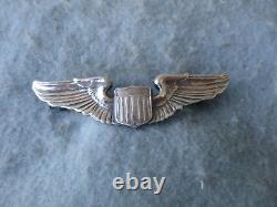 WWII US Army Air Force Pilot Wings Large 3 Jacket Insignia Sterling AE Marked