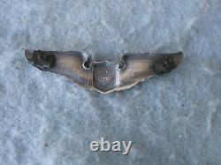 WWII US Army Air Force Pilot Wings Large 3 Jacket Insignia Sterling AE Marked