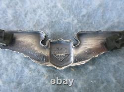 WWII US Army Air Force Pilot Wings Large 3 Jacket Insignia Sterling AE Marked