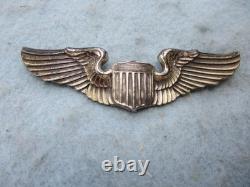 WWII US Army Air Force Pilot Wings Large 3 Jacket Insignia Sterling Amcraft Mkd