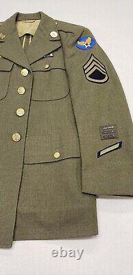 WWII US Army Air Force Sergeant Dress Jacket withTie, Cover, Patches 38S Excellent