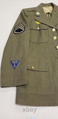 WWII US Army Air Force Sergeant Dress Jacket withTie, Cover, Patches 38S Excellent
